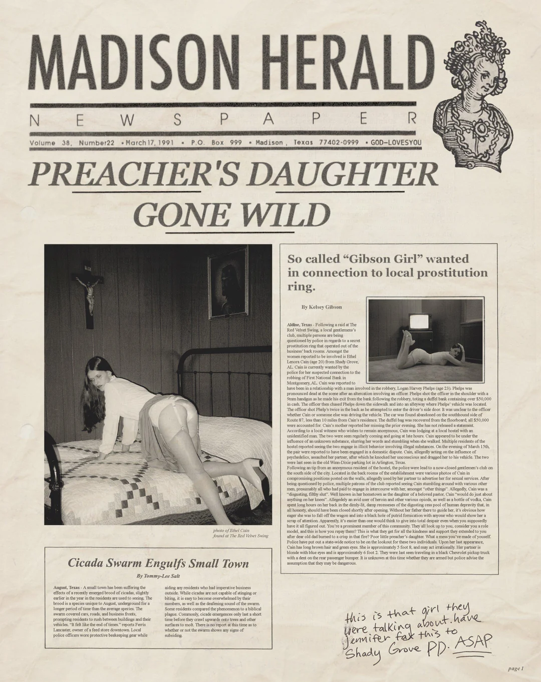 The Madison Herald front page, March 17, 1991